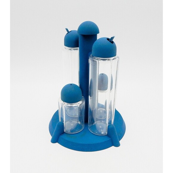 Guzzini Italy Particolari 5 Piece Cruet Set Flat Blue Ambrogio Rossari - Picture 2 of 11